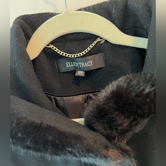 Ellen Tracy wool blend faux fur trim coat - Picture 7 of 16